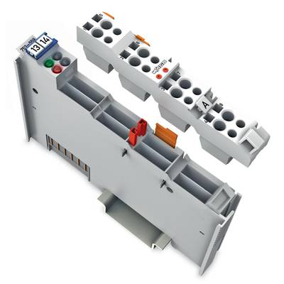 Elektrische Klemmleiste mit nummerierten Anschlusspunkten und integriertem Schalter; für industrielle Verdrahtung geeignet.