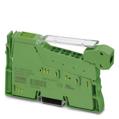 Elektronisches Modul in grün, mit Anschlussklemmen und CE-Zertifizierung. Geeignet für industrielle Anwendungen.