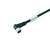 Schwarzes elektrisches Kabel mit abgewinkeltem Stecker, geeignet für audiovisuelle oder IT-Geräte.