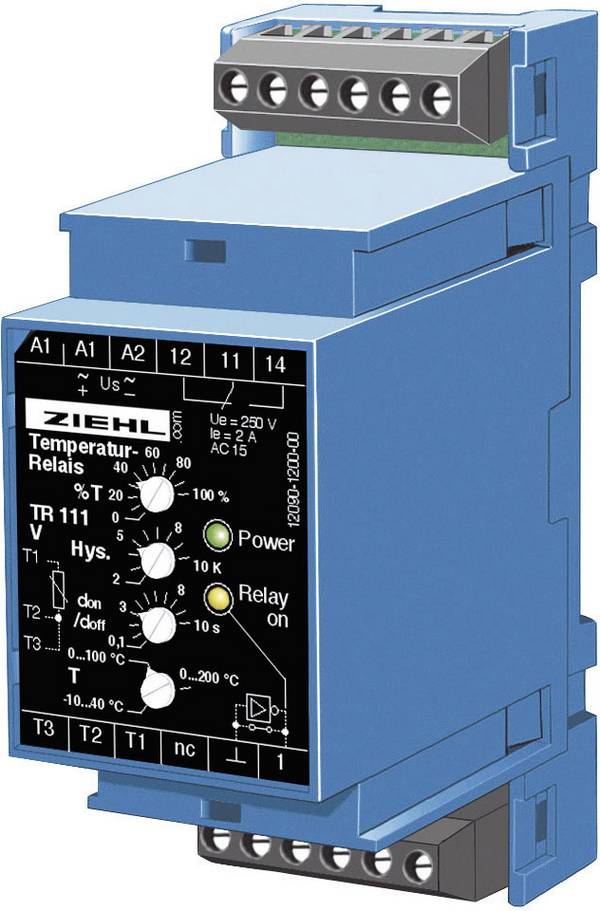 Ziehl TR 111 Temperaturregler Pt100 -10 bis +200 °C Relais 5 A (L x B x H) 58 x 35 x 90 mm