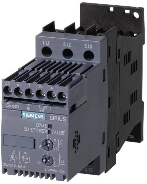Siemens 3RW3016-1BB14 3RW30161BB14 Sanftstarter Motorleistung bei 400 V 4.0 kW Motorleistung bei 230 V 2.2 kW 400 V/AC Nennstrom 9 A