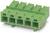 Grüner fünfpoliger Steckverbinder mit je einer rechteckigen Öffnung pro Pol und zwei Befestigungsstiften an der Unterseite.