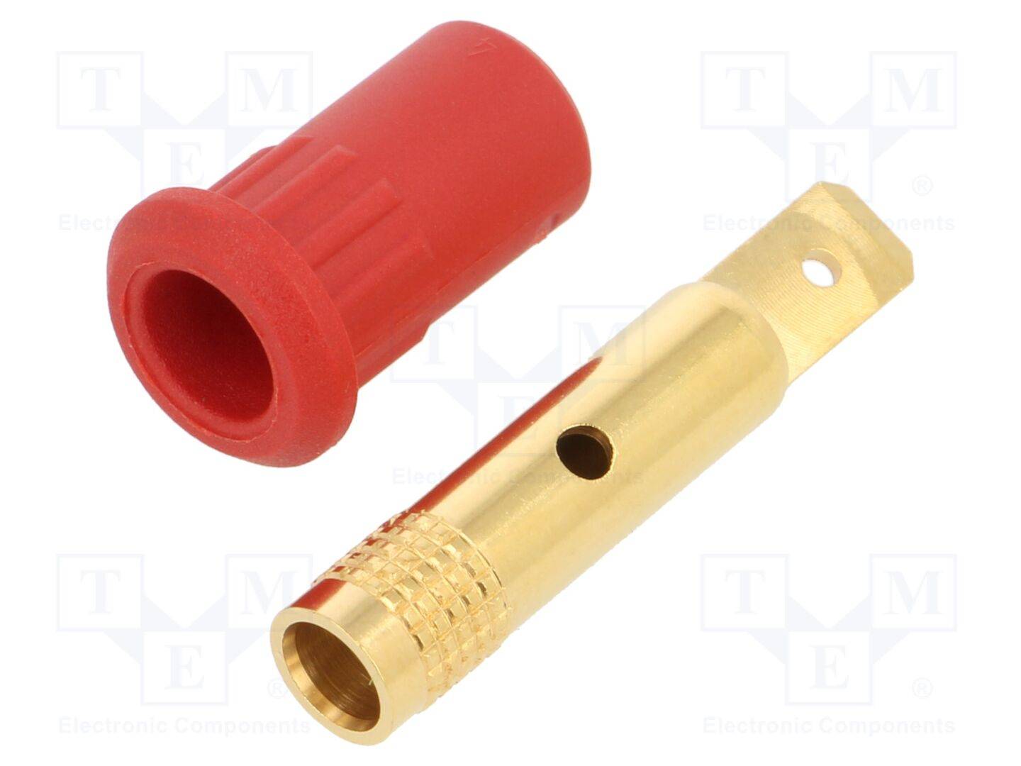 Stäubli EB4-IF/A Einpressbuchse 4 mm vergoldet Flachstecker rot-0