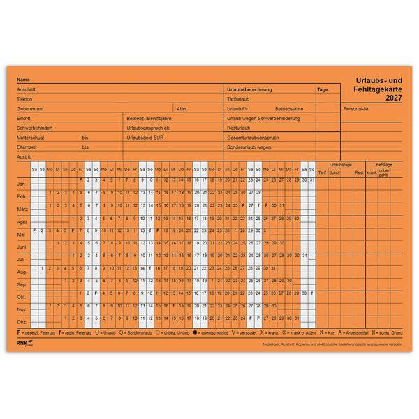 Urlaubskarte 2027 A5 orange