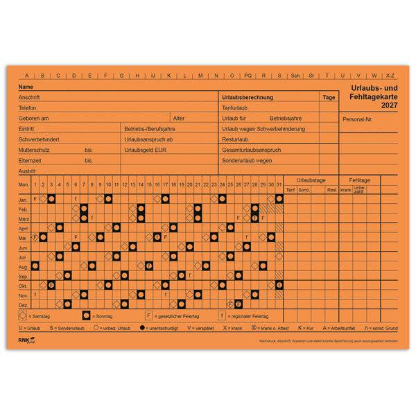 Urlaubskarte 2027 A5 orange