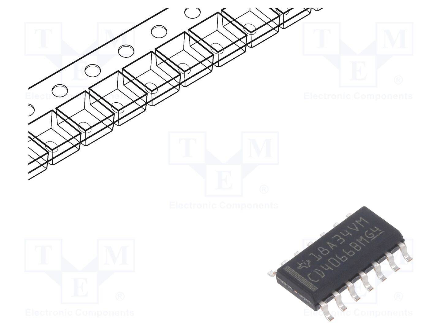 CD4066BM96 SOP14 CMOS QUAD SINGLE-POLE SINGLE-THROW ANALOG SWITCH SMT Texas Instruments