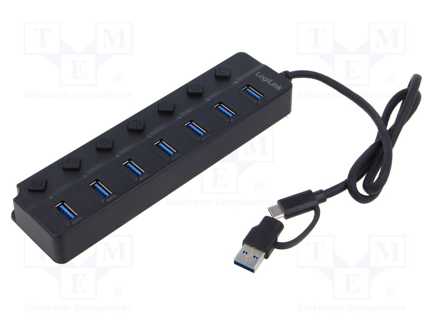 LogiLink USB 3.2 Gen1 Hub 7 Port Ein-/Ausschalter schwarz-0