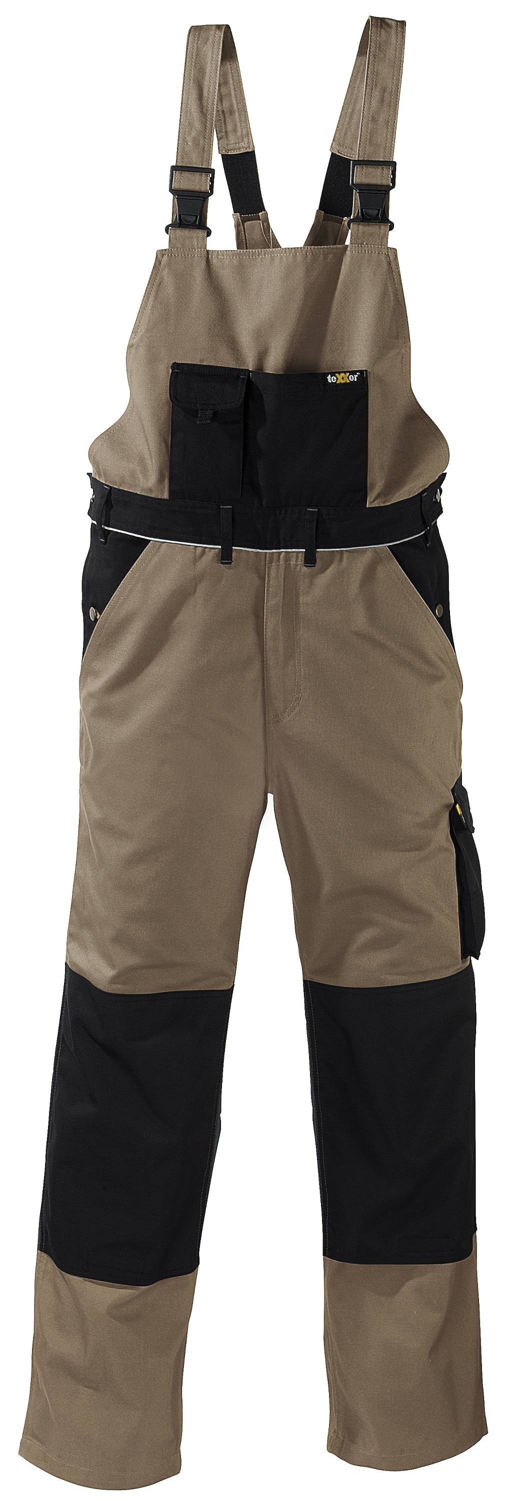 teXXor® Canvas (320 g/m²) Latzhose AMAZONAS, khaki/schwarz, Gr. 106, 8330-106-0
