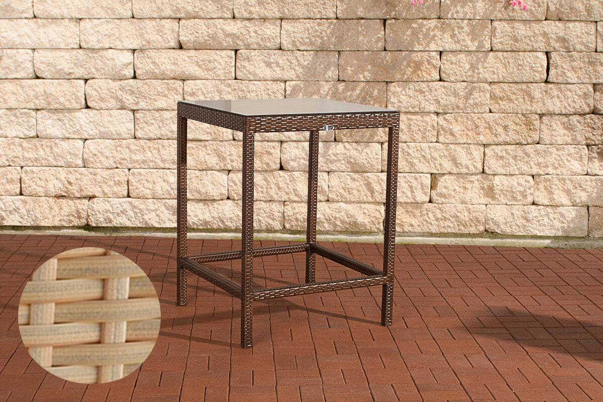 CLP Trading Gartentisch Alia Polyrattan Kunststoff Aluminium Sandfarben 110.5cm Höhe-0