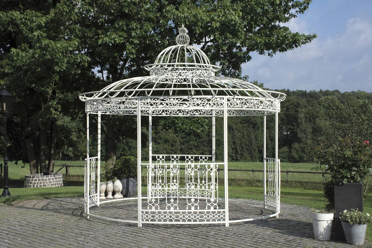 Luxus Pavillon Romantik rund 500 cm antik weiß-0