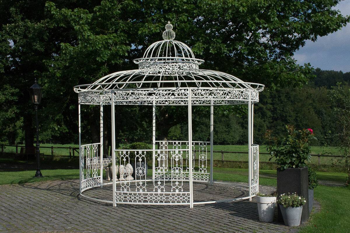 Luxus Pavillon Romantik rund 500 cm antik weiß-1