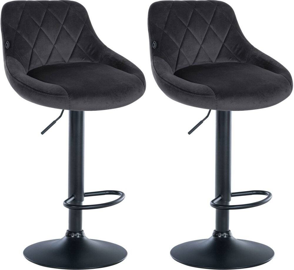 2er Set Barhocker Lazio Samt schwarz dunkelgrau-5