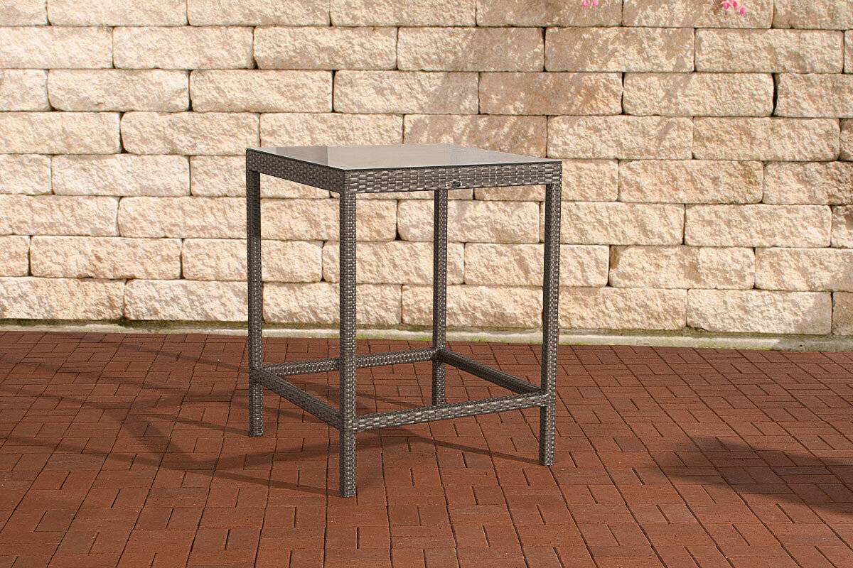 CLP Trading Gartentisch Alia Grau Polyrattan Aluminiumgestell 110.5cm Höhe 84cm Tiefe