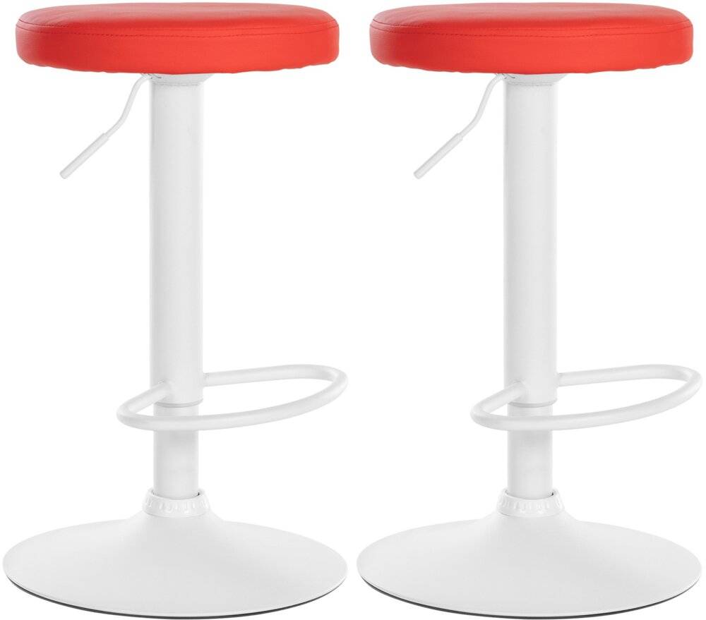2er Set Barhocker Ponte Kunstleder weiß rot-5