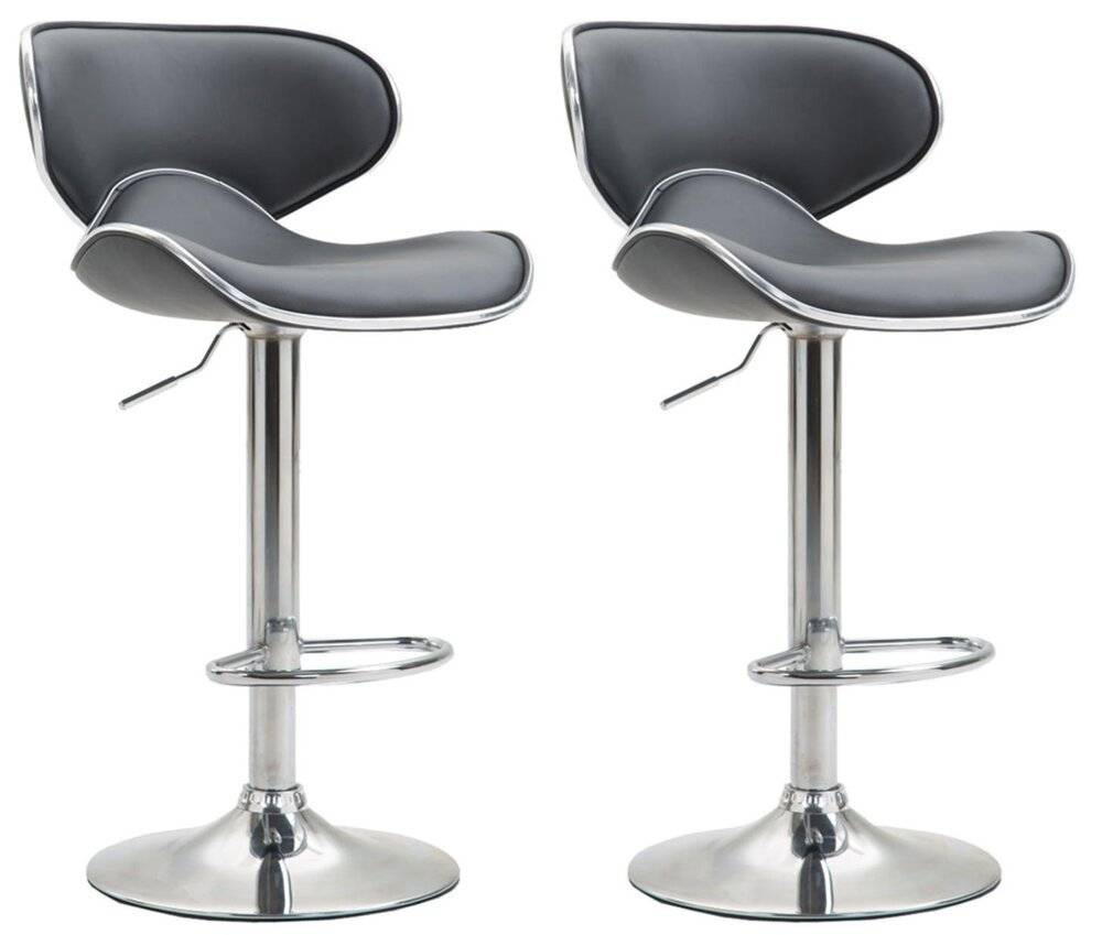 2er Set Barhocker Las Vegas V2 Kunstleder chrom grau-4