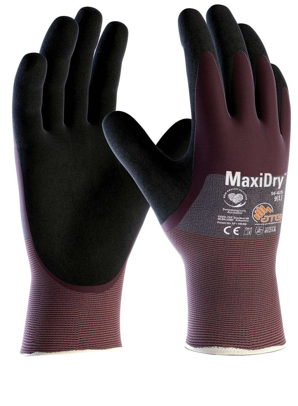 MaxiDry® Nylon-Strickhandschuhe (56-425), violett/schwarz, Gr. 9, ATG®, 56-425-0