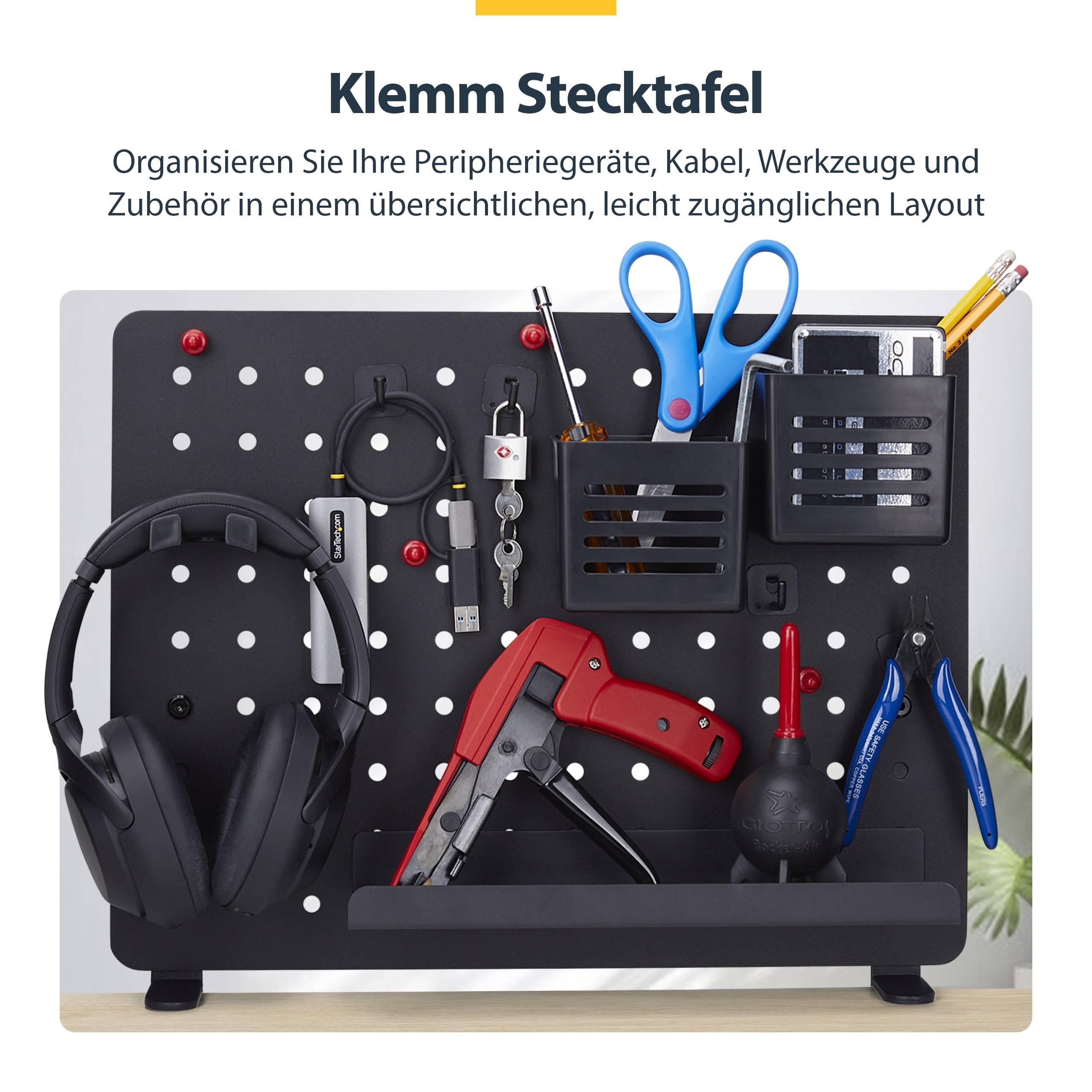 StarTech.com Clamp-On Pegboard with Accessories, 16.5 x 12.5in (42 x 32cm)-1