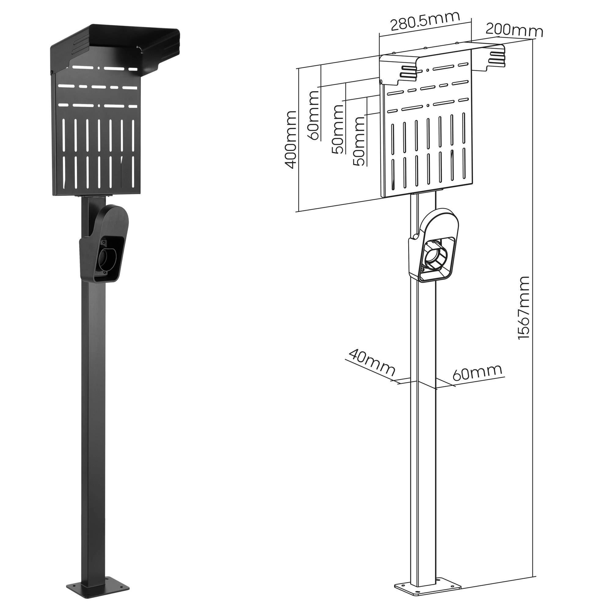InLine® Universal Wallbox-Standfuß mit EV-Ladekabel Halterung, schwarz-2