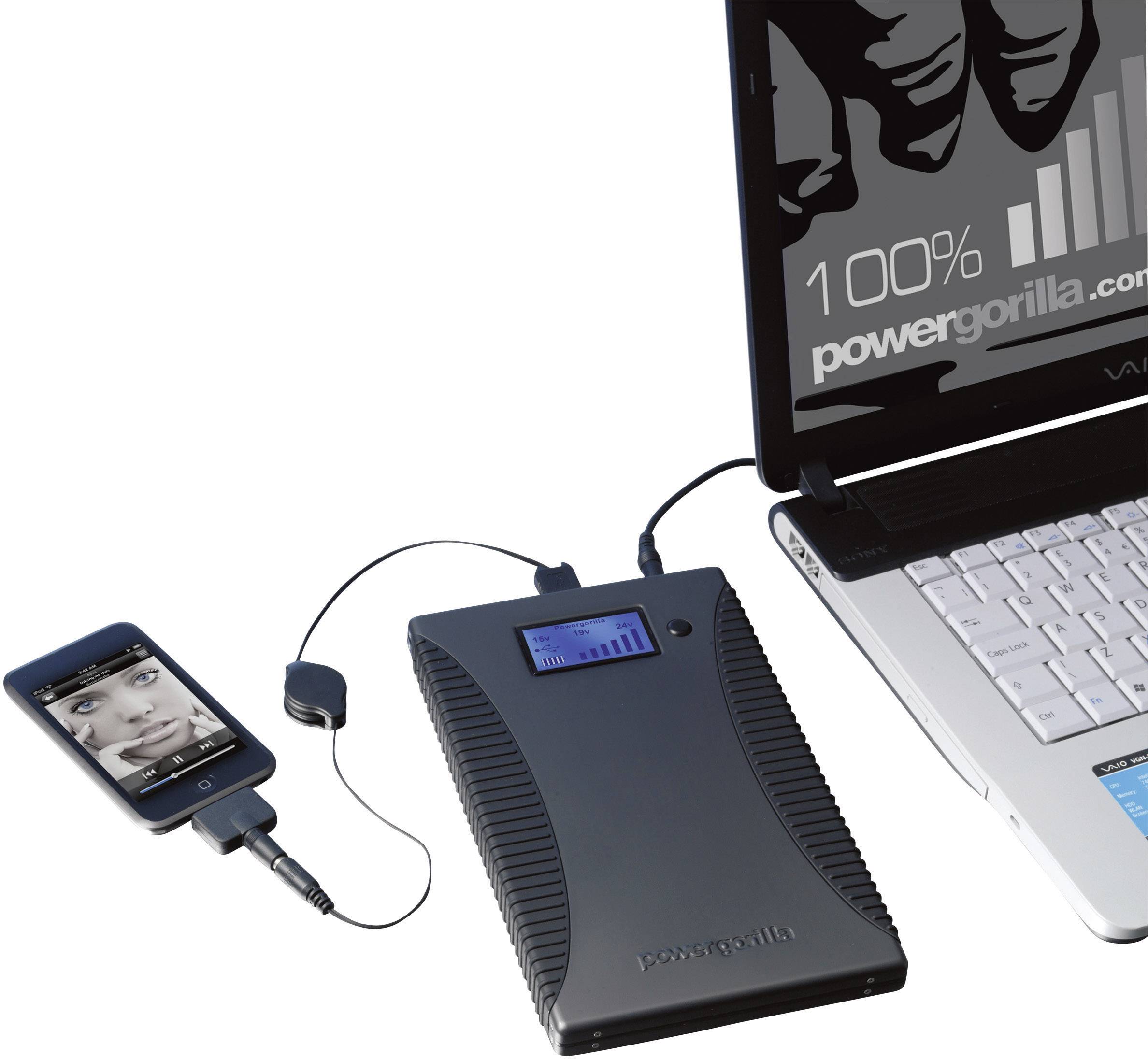 Power Traveller Powergorilla Powerbank 24000 mAh Quick Charge 3.0 LiPo USB-A Schwarz Outdoor, Statusanzeige-3