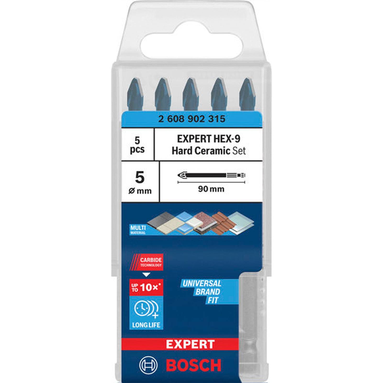 Bosch EXPERT HEX-9 Hard Ceramic HEX-9 Bohrer-Set, 5 x 90 mm 5-tlg. - 2608902315-1