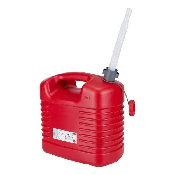Kraftstoffkanister, 20 Liter, mit flexiblem Auslauf, rot, Pack = 3 Stück