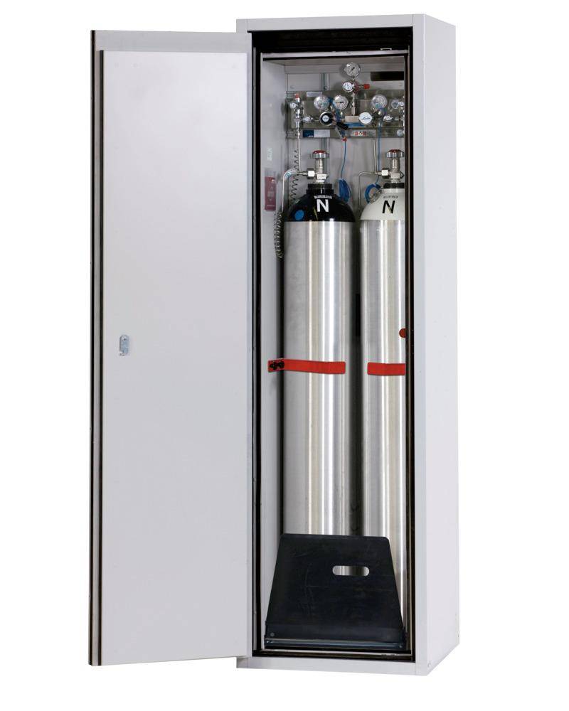 asecos Gasflaschenschrank feuerbeständig G90, 2 x 50 l Flaschen, B 600 mm, Tür links, grau-0