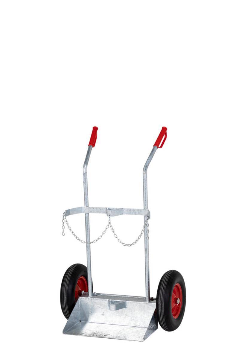Gasflaschenwagen aus Stahl, für 2 Gasflaschen mit max. Ø: 250 mm, Vollgummibereifung-0