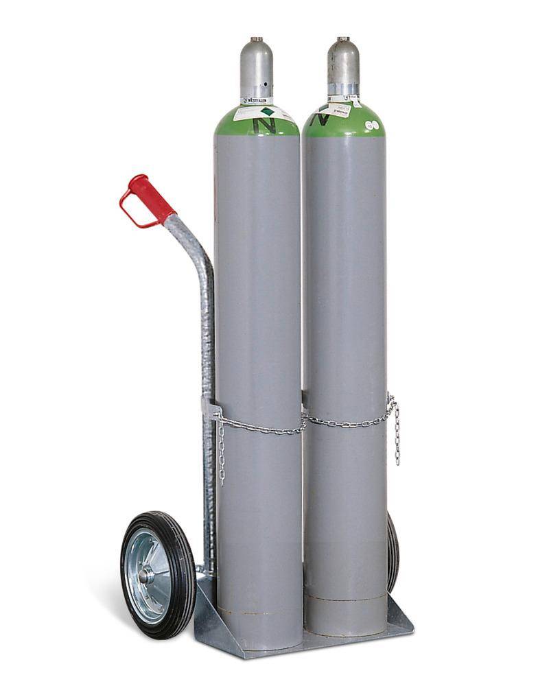 Gasflaschenwagen aus Stahl, für 2 Gasflaschen mit max. Ø: 250 mm, Vollgummibereifung-1