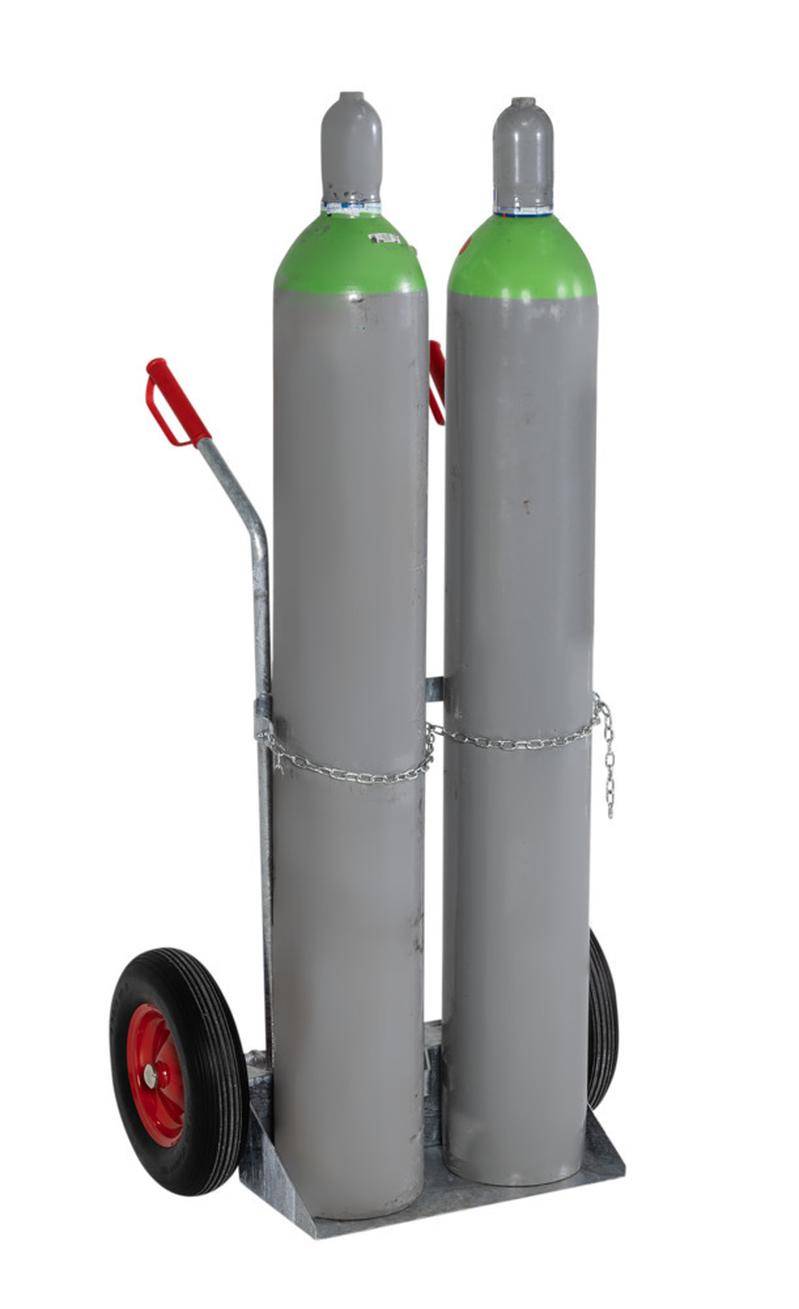Gasflaschenwagen aus Stahl, für 2 Gasflaschen mit max. Ø: 250 mm, Vollgummibereifung-2