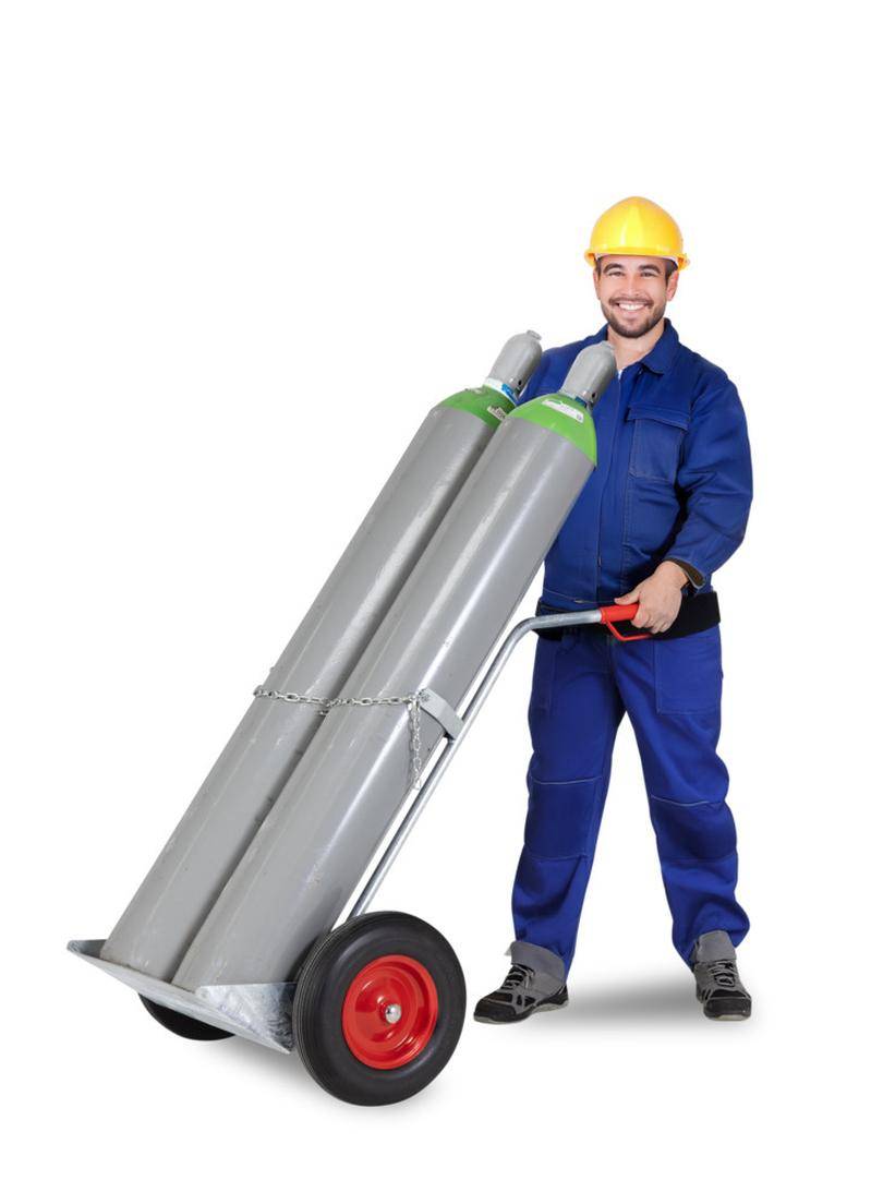 Gasflaschenwagen aus Stahl, für 2 Gasflaschen mit max. Ø: 250 mm, Vollgummibereifung-3