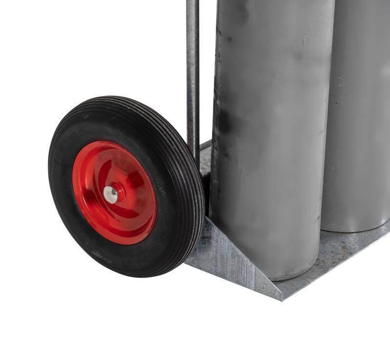 Gasflaschenwagen aus Stahl, für 2 Gasflaschen mit max. Ø: 250 mm, Vollgummibereifung-4