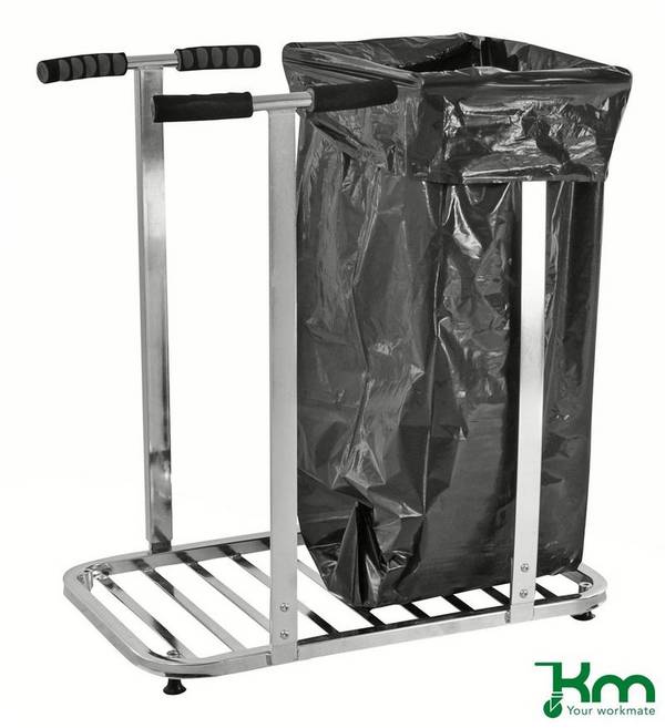 Mobiler ESD-Müllsackständer KM aus Stahl, verzinkt, 4 Lenkrollen und 4 Füße, für 2 x 120-Liter-Sack