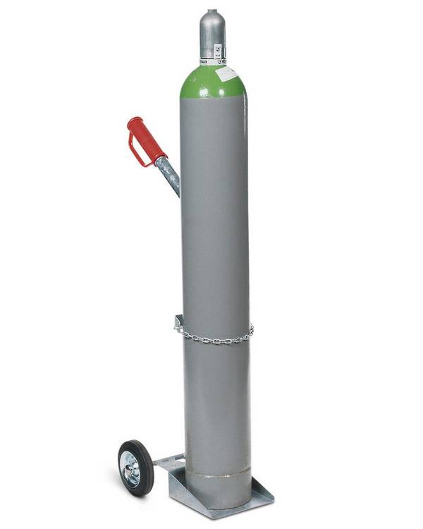 Gasflaschenwagen aus Stahl, für 1 Gasflasche mit max. Ø: 250 mm, Vollgummibereifung