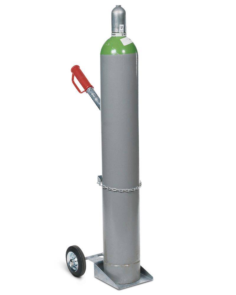 Gasflaschenwagen aus Stahl, für 1 Gasflasche mit max. Ø: 250 mm, Vollgummibereifung-0