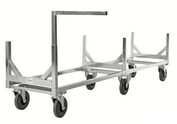 Langgutwagen KM mit Deichsel, verzinkt, TK 800 kg, 2 Bock- und 4 Lenkrollen
