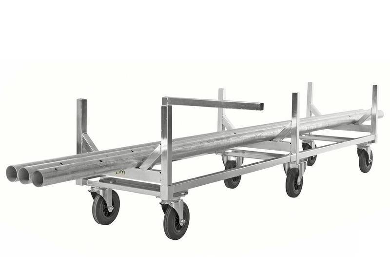 Langgutwagen KM mit Deichsel, verzinkt, TK 800 kg, 2 Bock- und 4 Lenkrollen-1