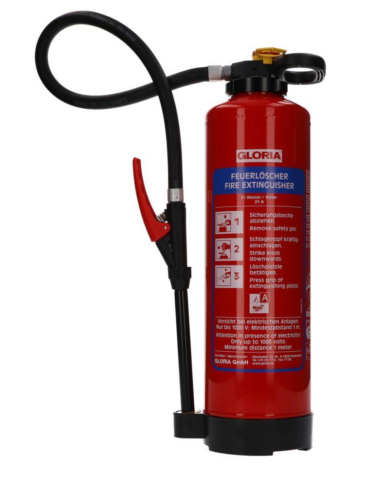 GLORIA Wasser-Aufladefeuerlöscher, 6 l, Brandklasse A, Spezialeignung für Lithium-Ionen Akkus-0