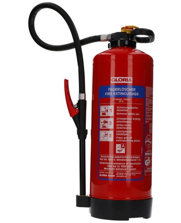 GLORIA Wasser-Aufladefeuerlöscher, 9 l, Brandklasse A, Spezialeignung für Lithium-Ionen Akkus