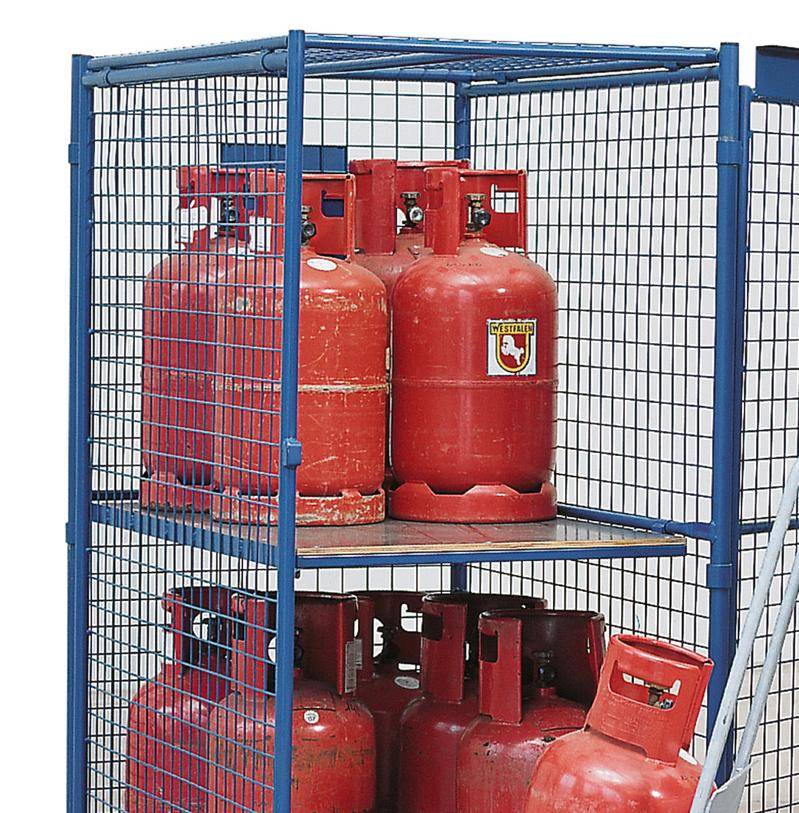 Gasflaschenschrank für 12 x 11 kg oder 6 x 33 kg Gasflaschen, 1-flügelige Tür, flacher Boden, blau-2