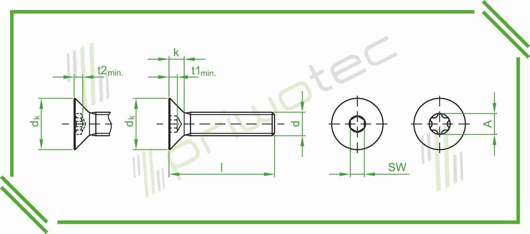 ISO10642 M5x40 Senkkopfschraube mit Innensechsrund Vollgewinde Material: A2 - blank (100 Stk.)-0