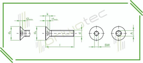 ISO10642 M6x35 Senkkopfschraube mit Innensechskant Vollgewinde Material: A2 - blank (100 Stk.)
