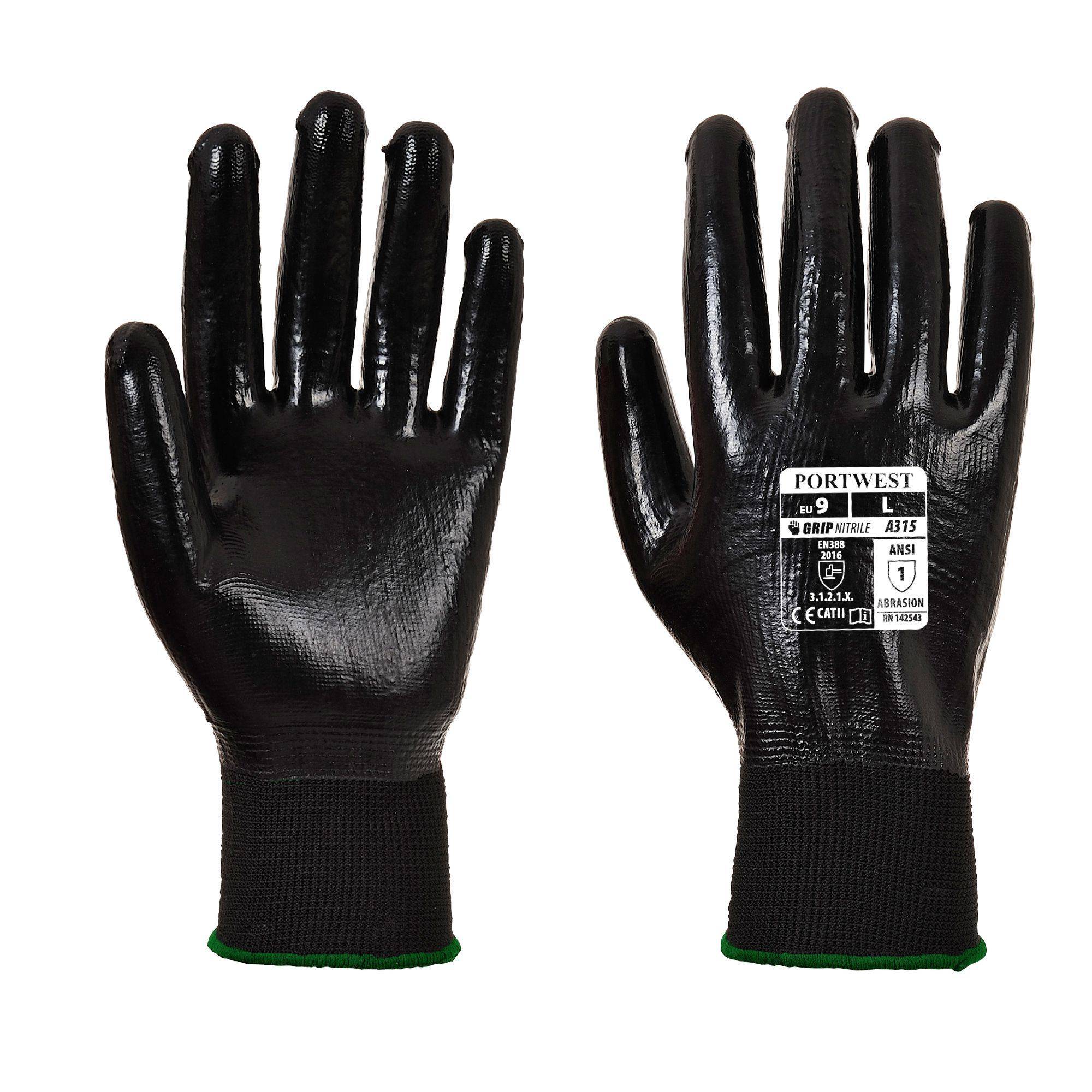Portwest All-Flex Grip Handschuh Farbe: Schwarz, Gr.: 9 (L)-0