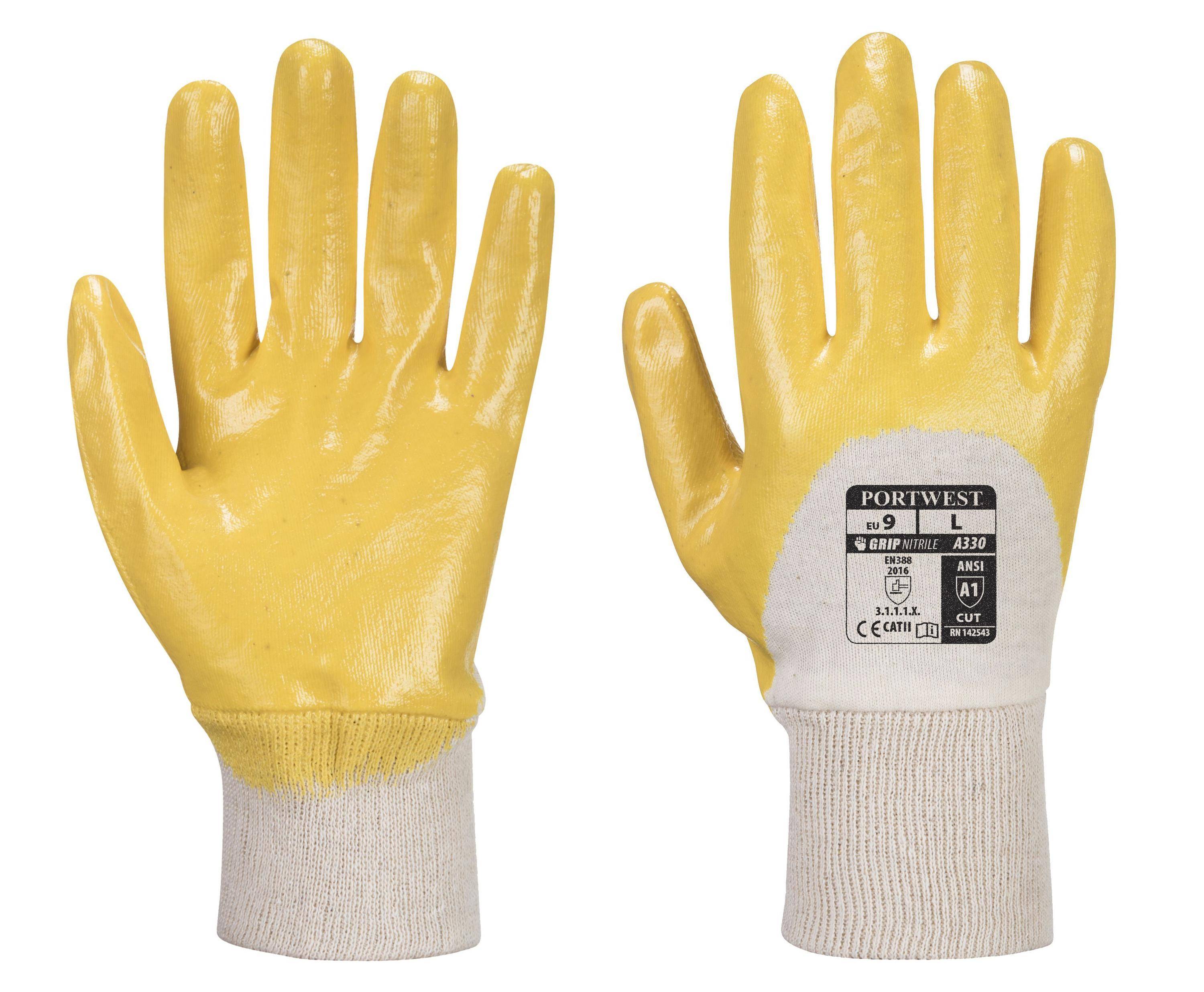 Portwest Dünner Nitrilhandschuh mit Strickbund Farbe: Beige/Gelb, Gr.: 8 (M)-0