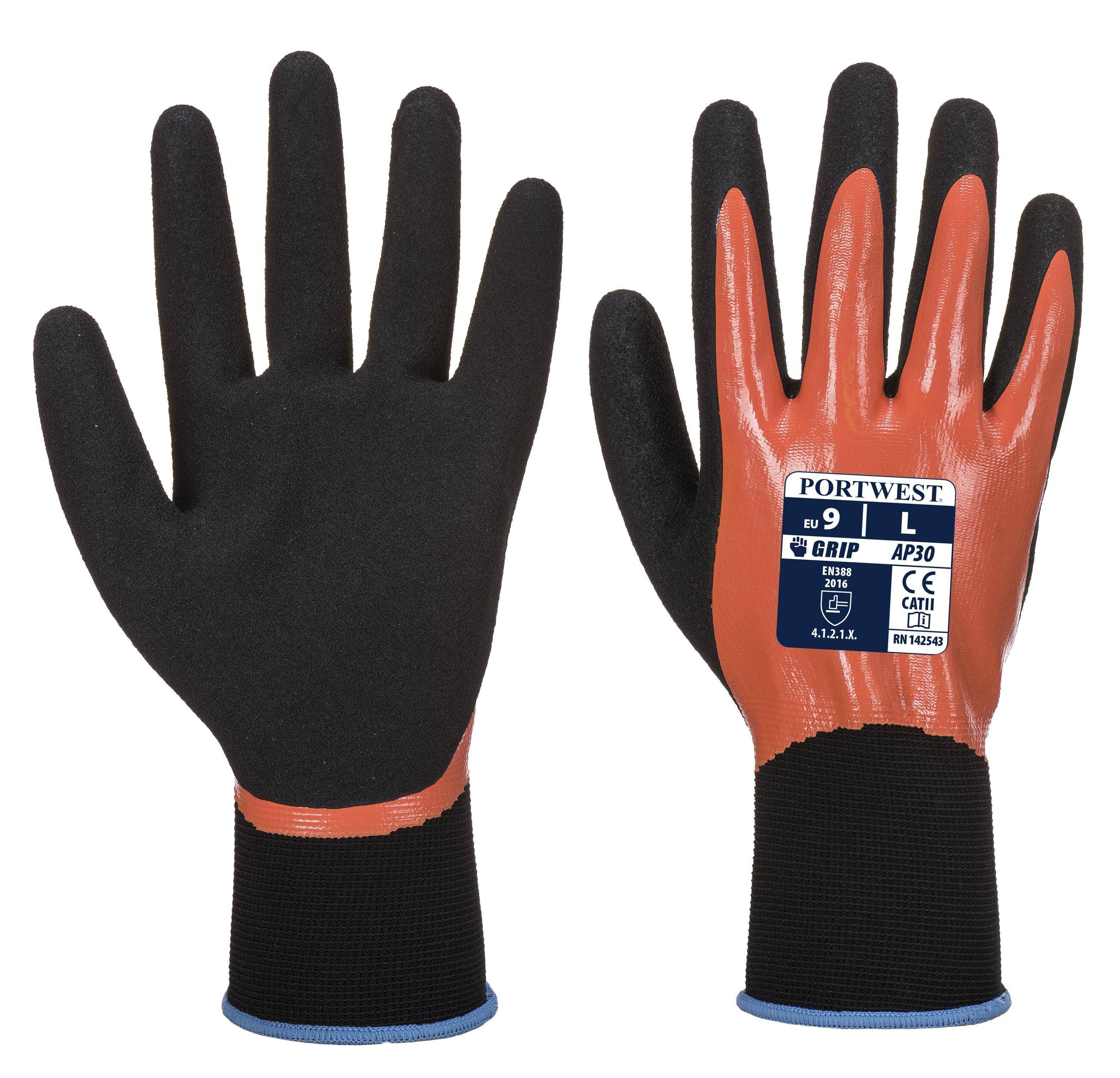 Portwest Dermi Pro Handschuh Farbe: Orange/Schwarz, Gr.: 9 (L)-0