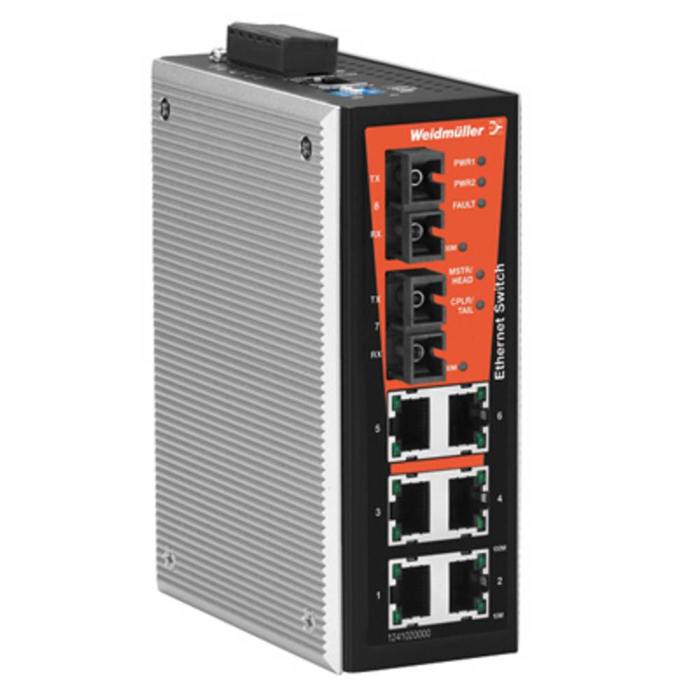 Netwerk switch, beheerd, Fast Ethernet, Aantal poorten: 6x RJ45, 2 * SC Single-mode, IP-30, -40 ° C.
