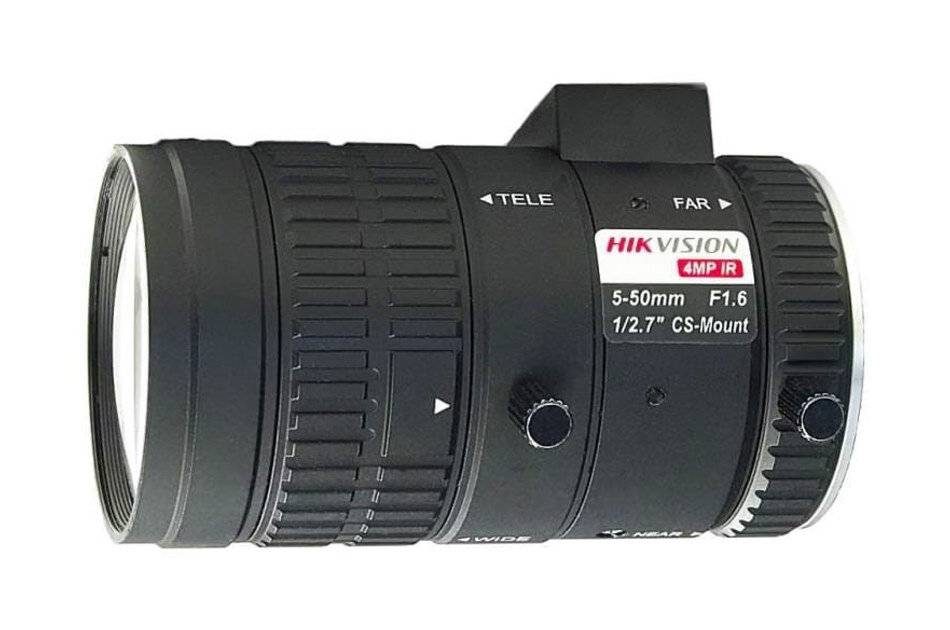 Hikvision TV0550D-4MPIR(O-STD) "Varifokal Objektiv, 1/2,7"", F1,6/5-50mm, 4 Megapixel, DC, IR-korrigiert, CS Mount"-0