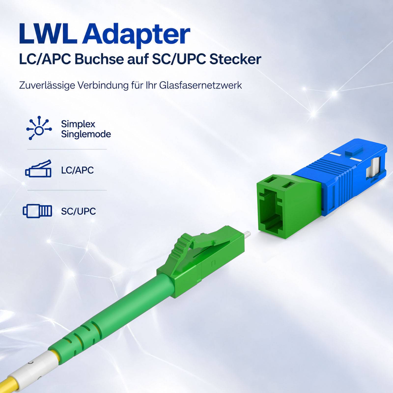 hb-digital LWL Adapter LC/APC Buchse auf SC/UPC Stecker Simplex-2