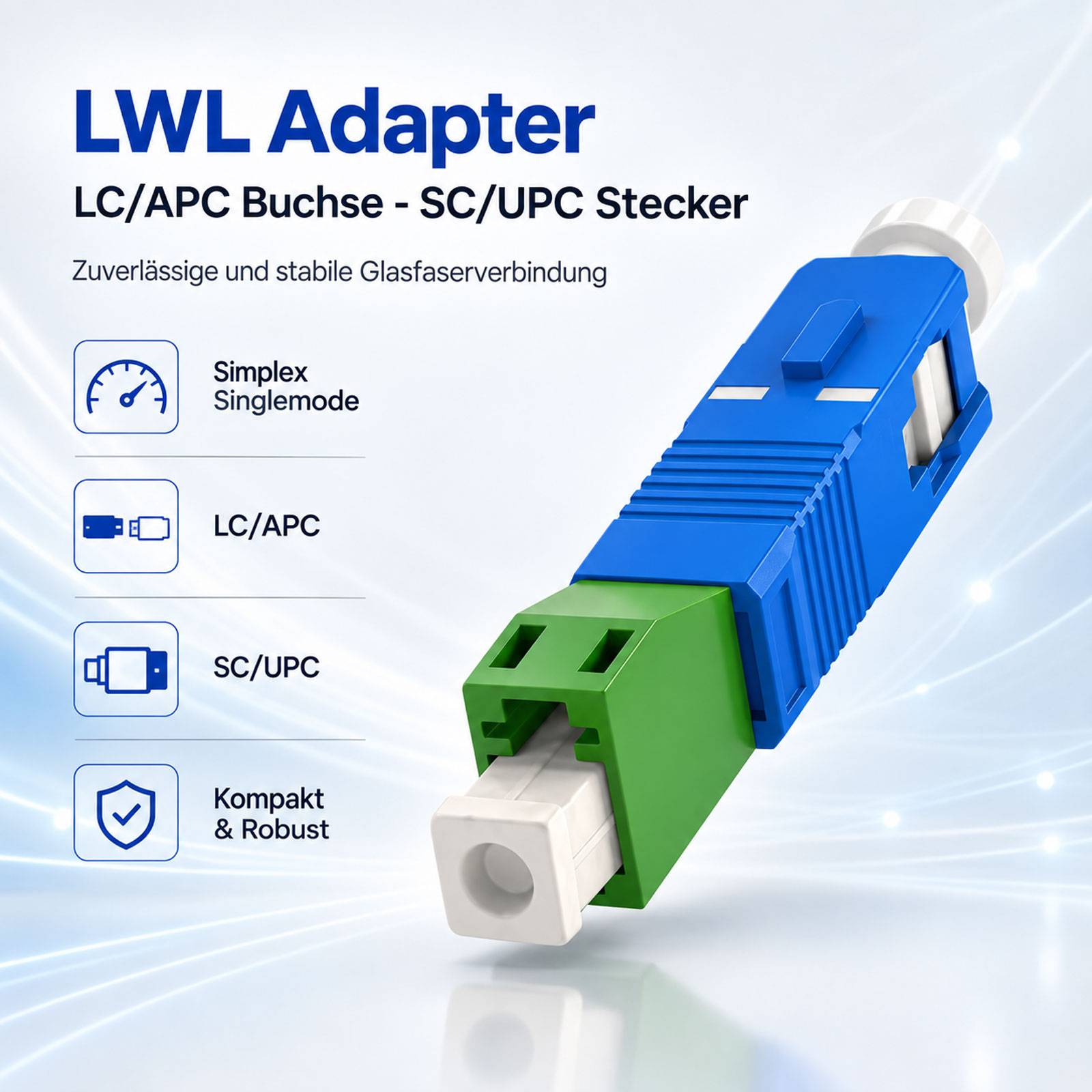 hb-digital LWL Adapter LC/APC Buchse auf SC/UPC Stecker Simplex-4
