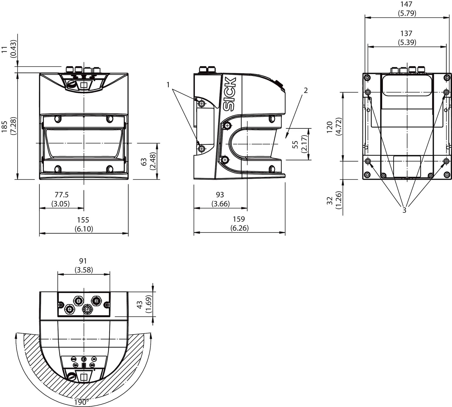 Sick LMS511-20190, Durchflusssensor, P/n: 1059529-1