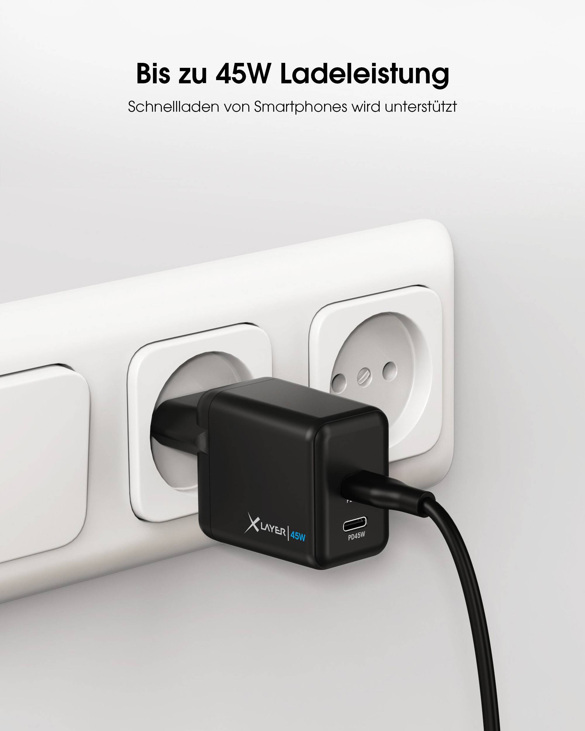 Ladegerät XLayer Powercharger 45W mit Dual USB Typ C schwarz-5
